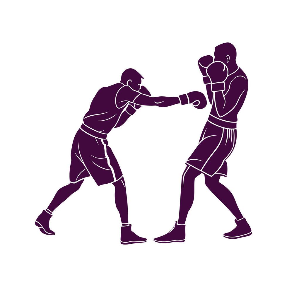 Boxing silhouette on white background vector