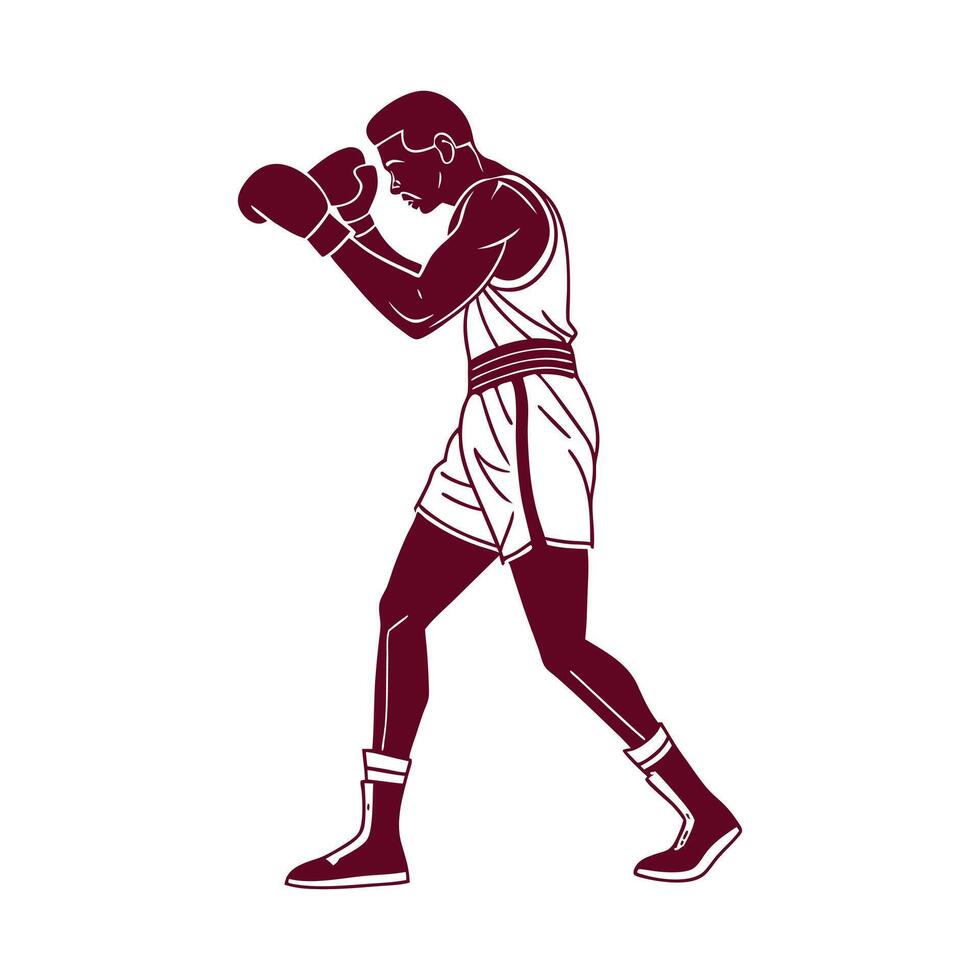 Muscular kickbox or muay thai fighter punching in smoke. vector