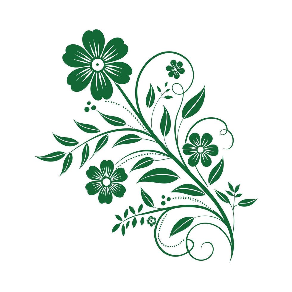 Stylish green floral background vector