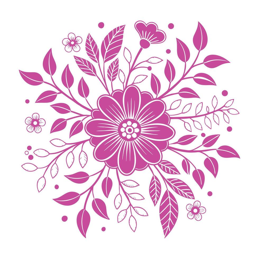 A colorful flower design is shown in a circle vector