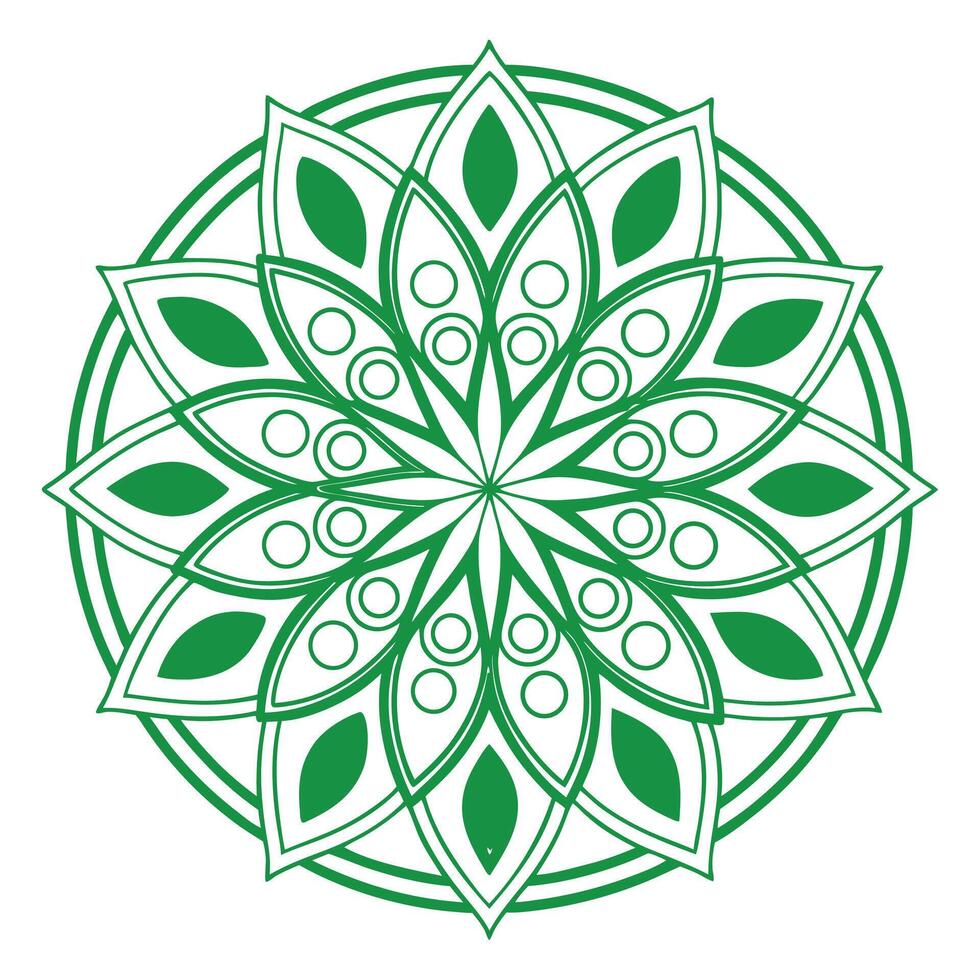 Green circular design featuring stylized leaves, symbolizing nature and growth vector