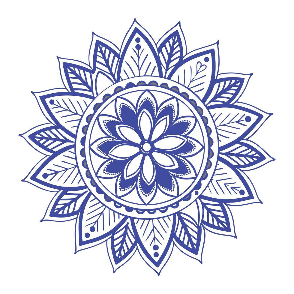 Blue flower design on a white background, showcasing delicate petals and a vibrant hue vector