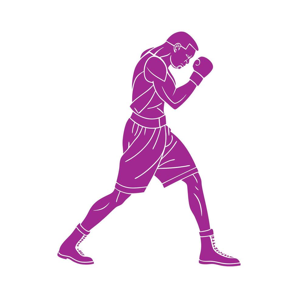 Boxer Fighting Stance Outline vector