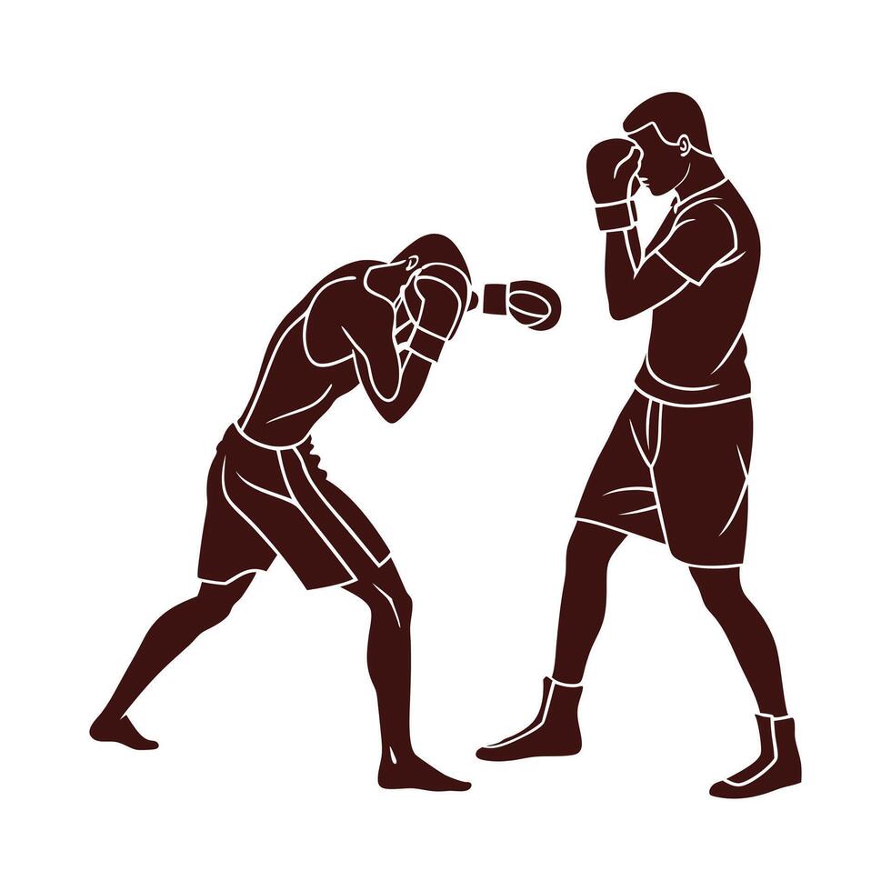 Boxing silhouette isolated black on white background vector