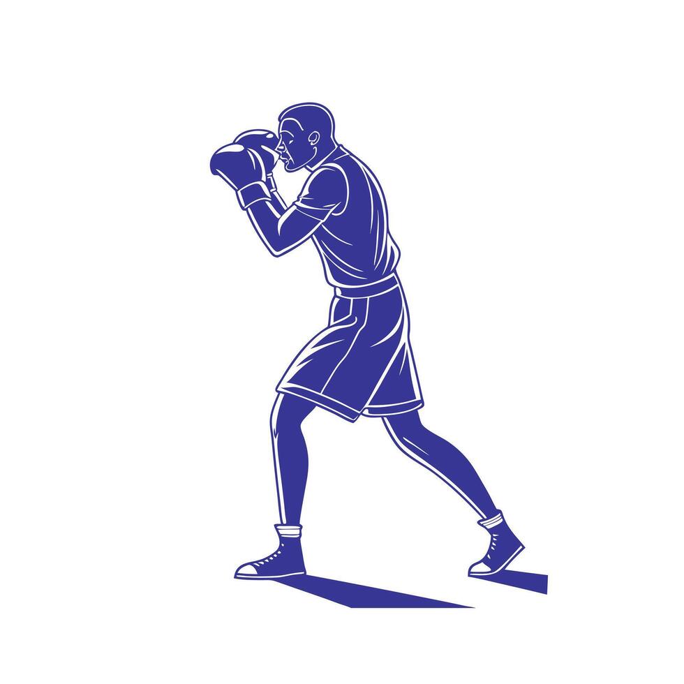 A silhouette of a boxer with the words vector