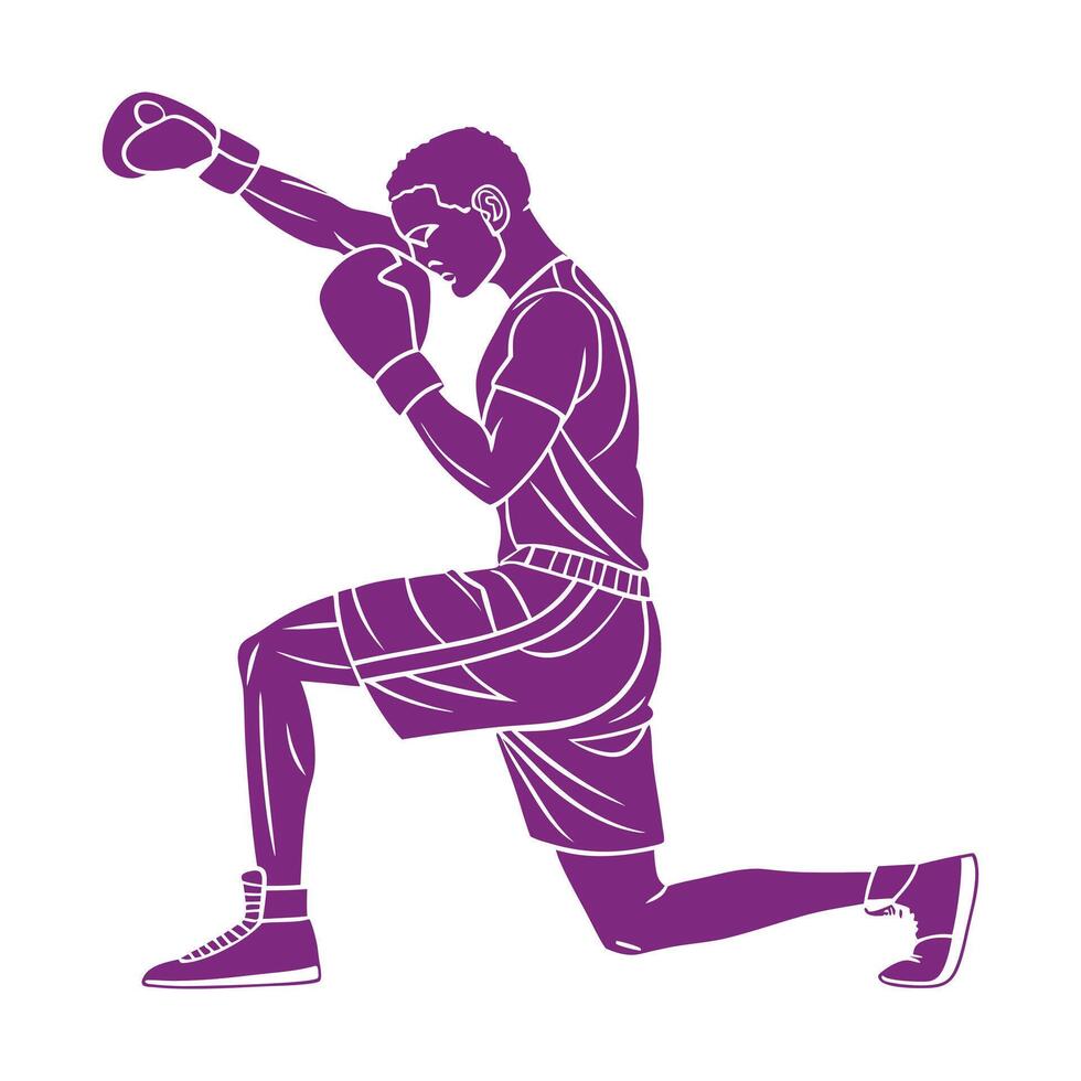 A silhouette of a boxer with the words he is about to kick a ball vector