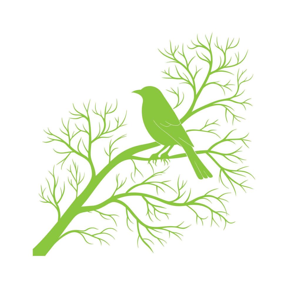 Bright bird on flowering tree vector