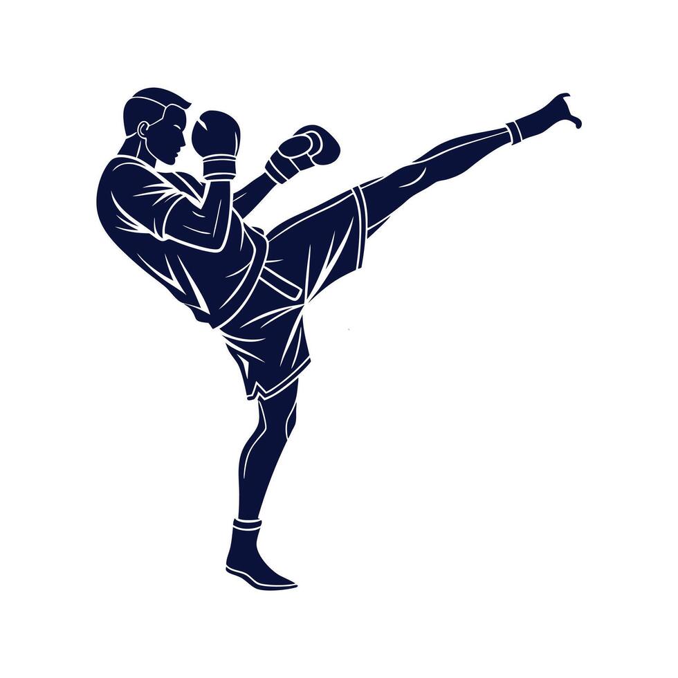 silhouette flying kick vector