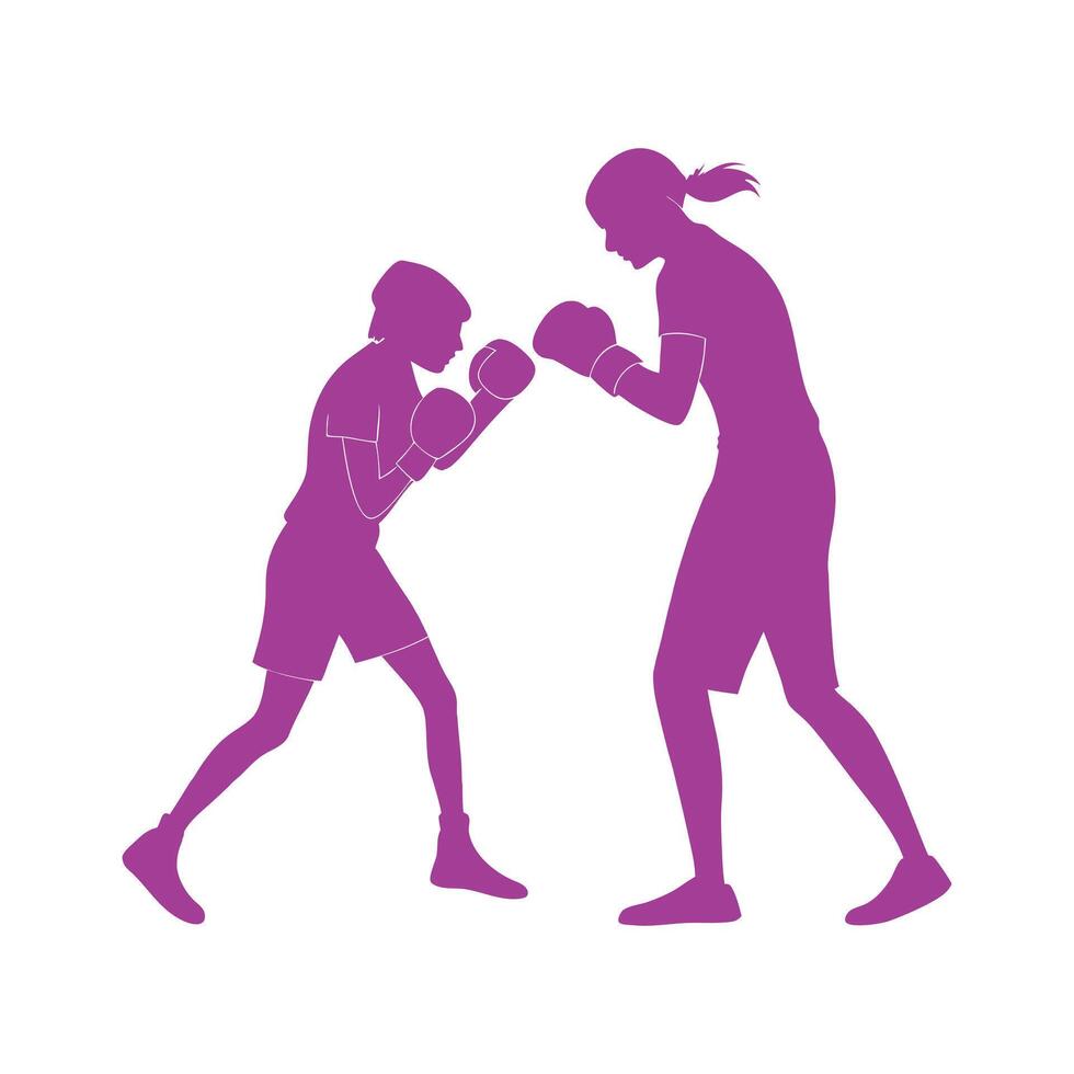 Background scene with athletes boxing in the ring vector
