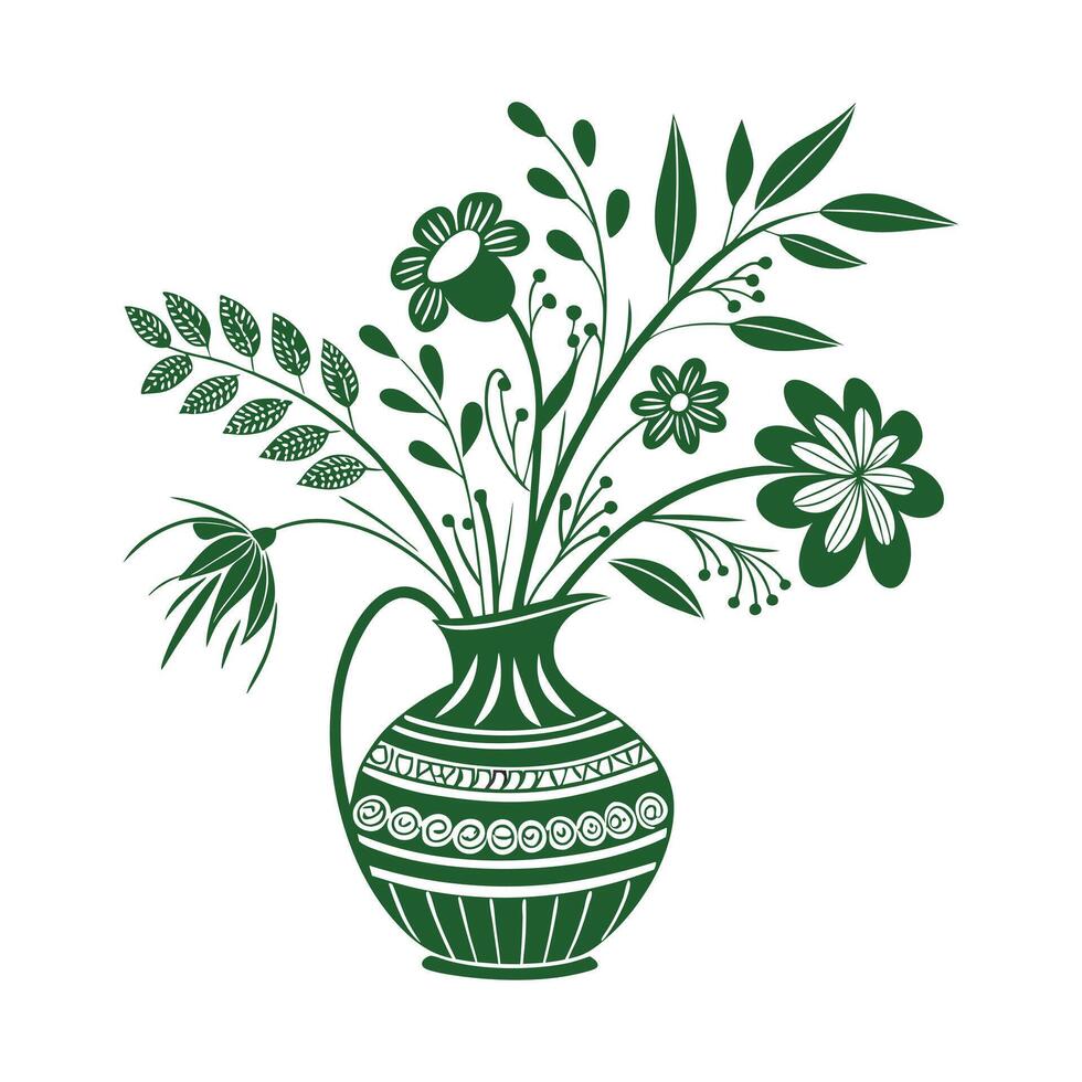 Flower with flower vase eps vector