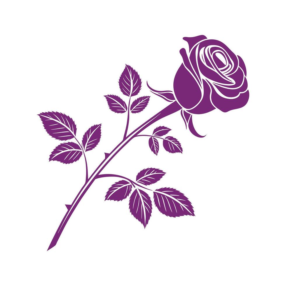 Flat design rose silhouette vector