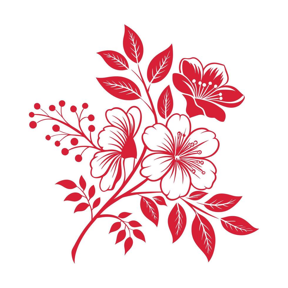 Beautiful wedding floral sketch background vector