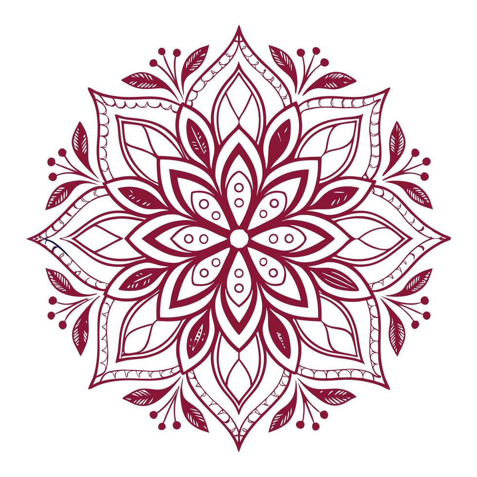 Modern And Traditional Flower Design Ornaments In Maroon vector