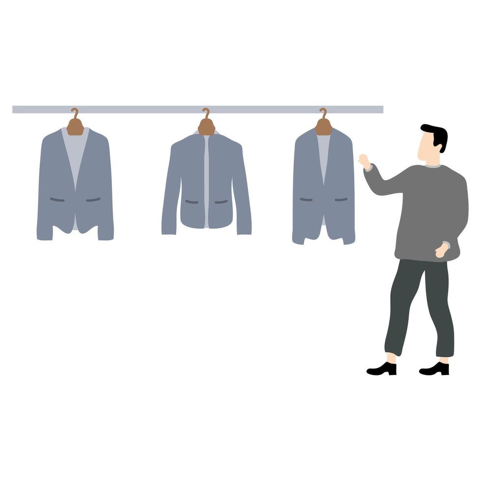 Man Choosing Suits in Clothing Store Illustration vector