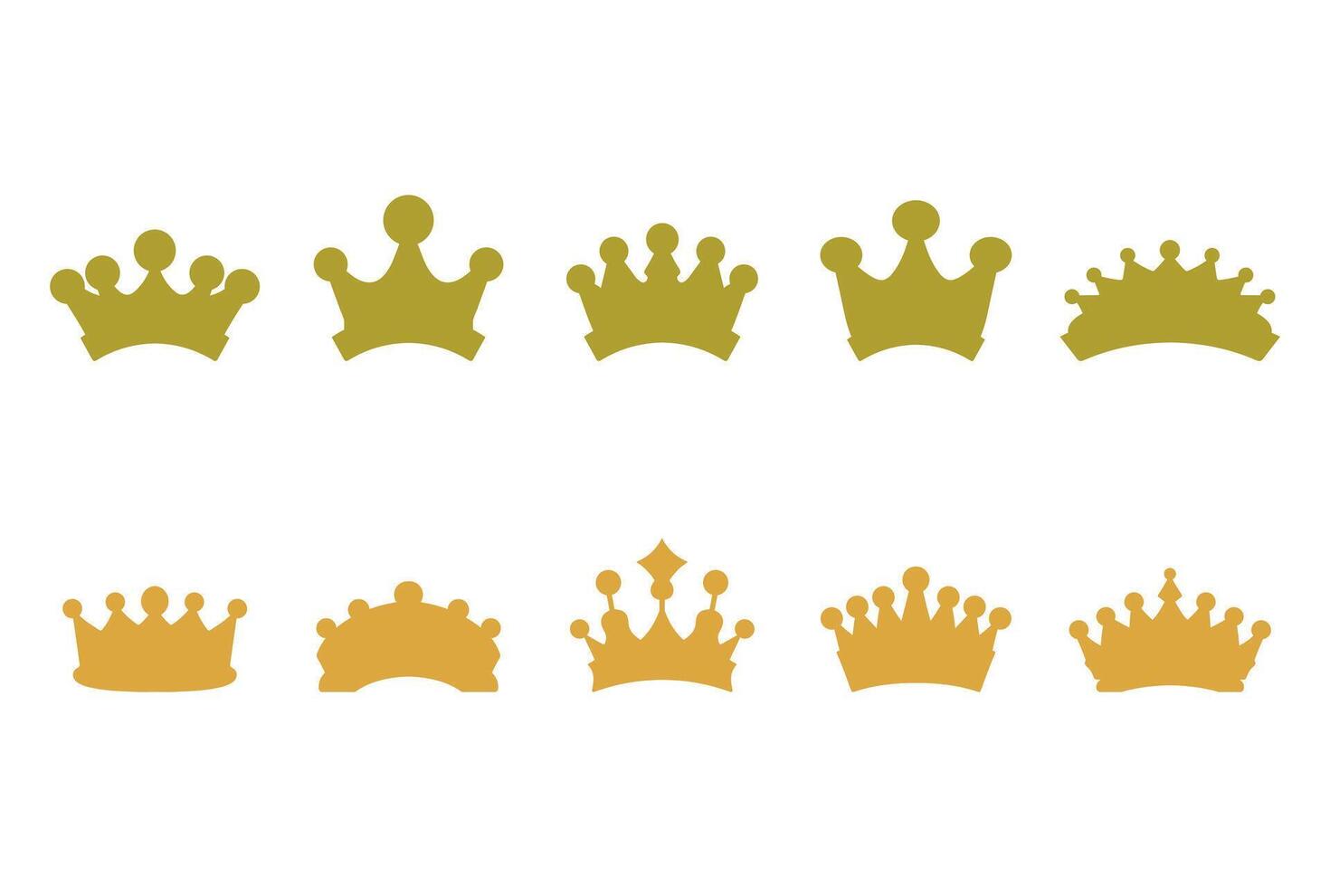 Stylized Simple Crown Silhouette Icon Set in Various Styles vector