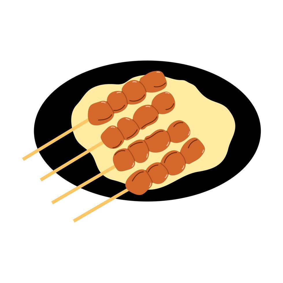 Indonesian Food Closeup Satay Illustration vector