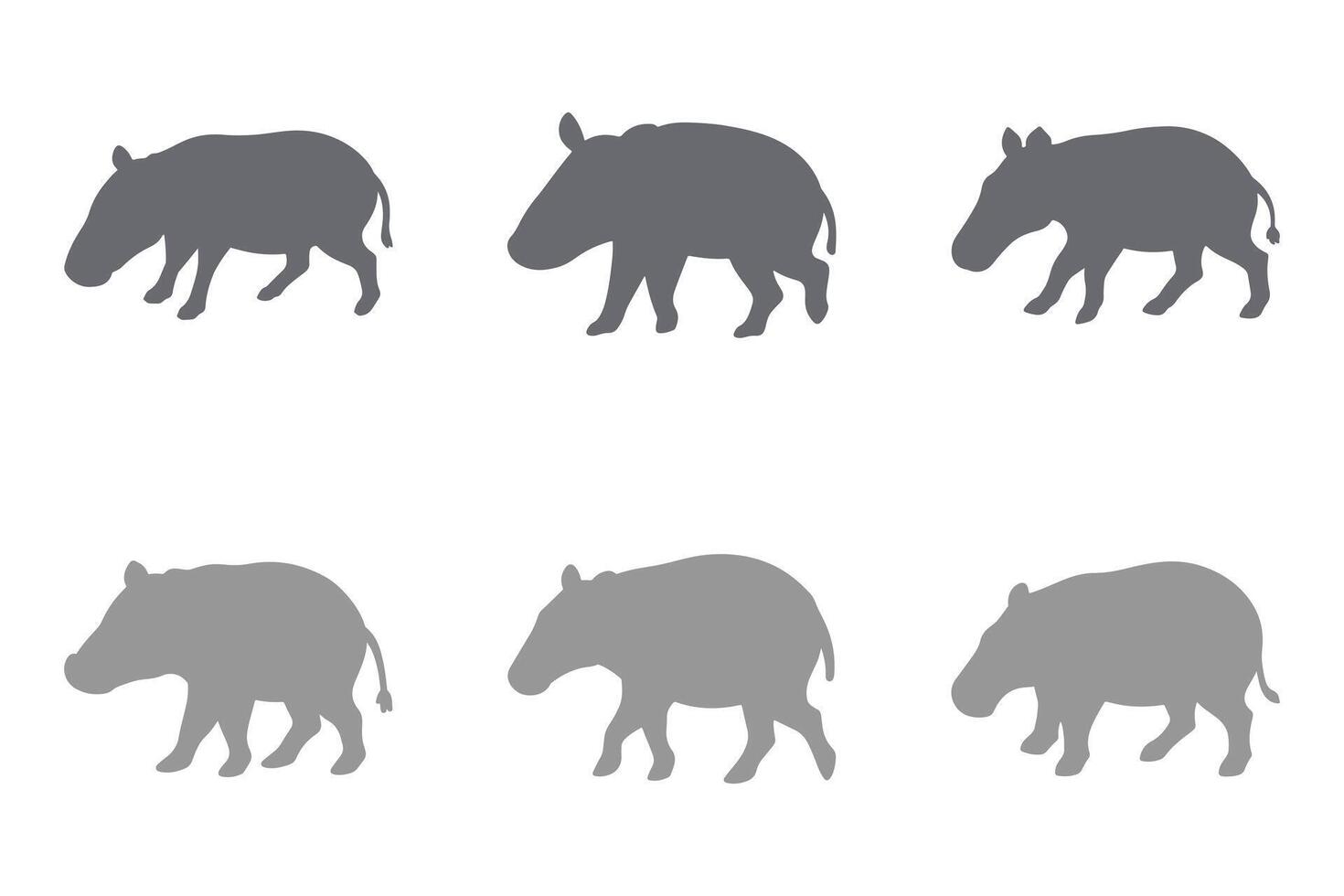 Tapir Silhouette Icon Set. Animal Illustration Design vector