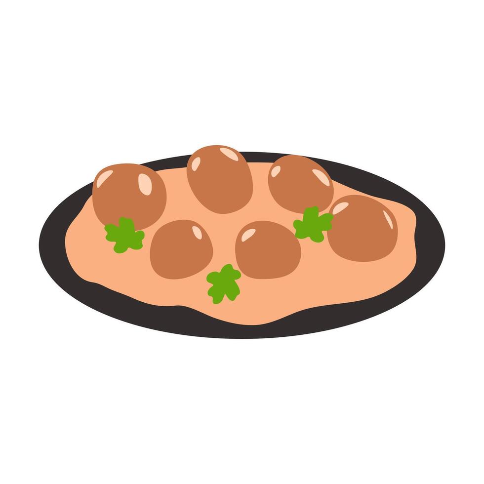 Indonesian Food Closeup Meatballs Illustration vector