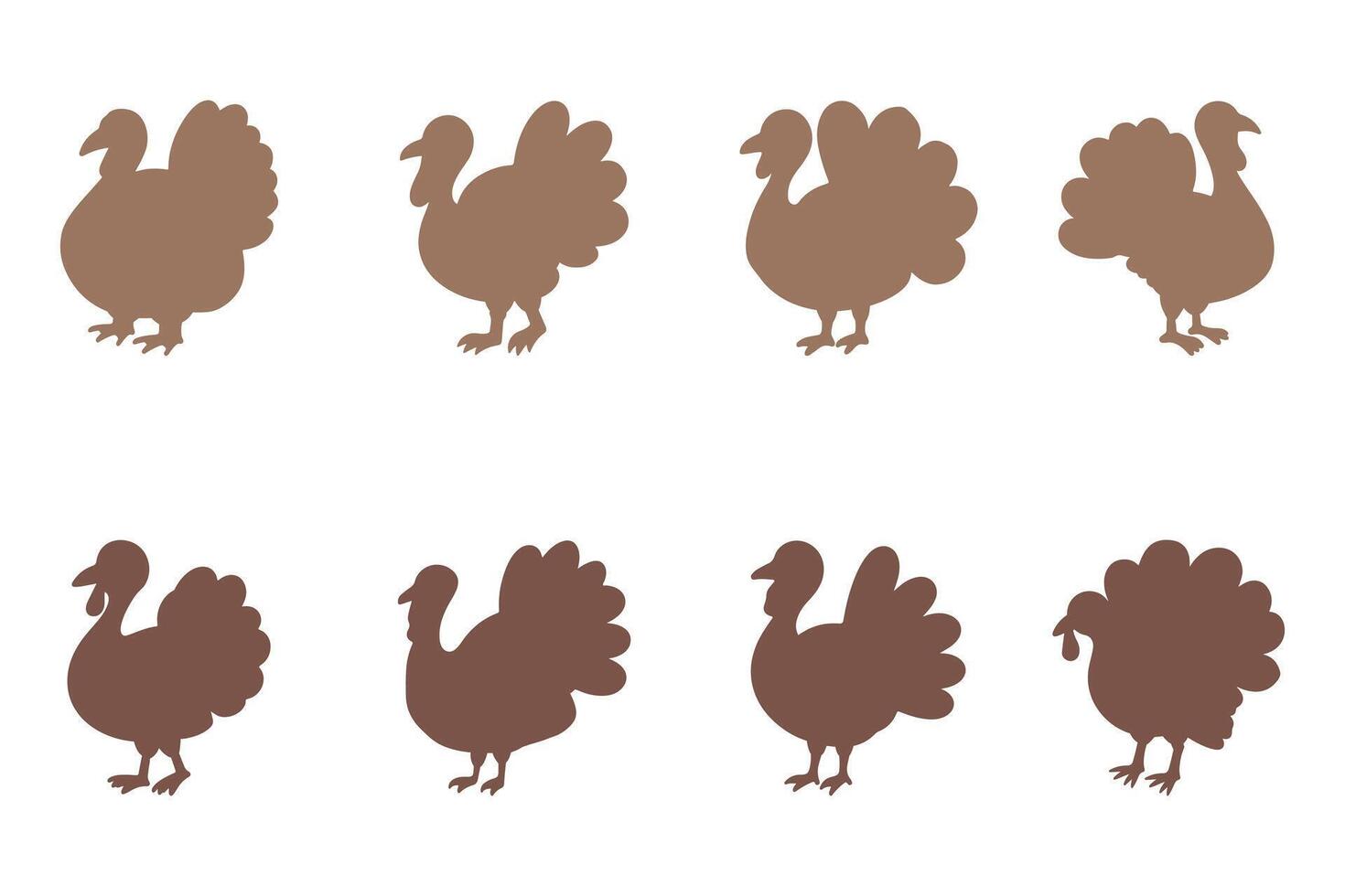 Turkey Silhouette Icon Set. Animal Illustration Design vector