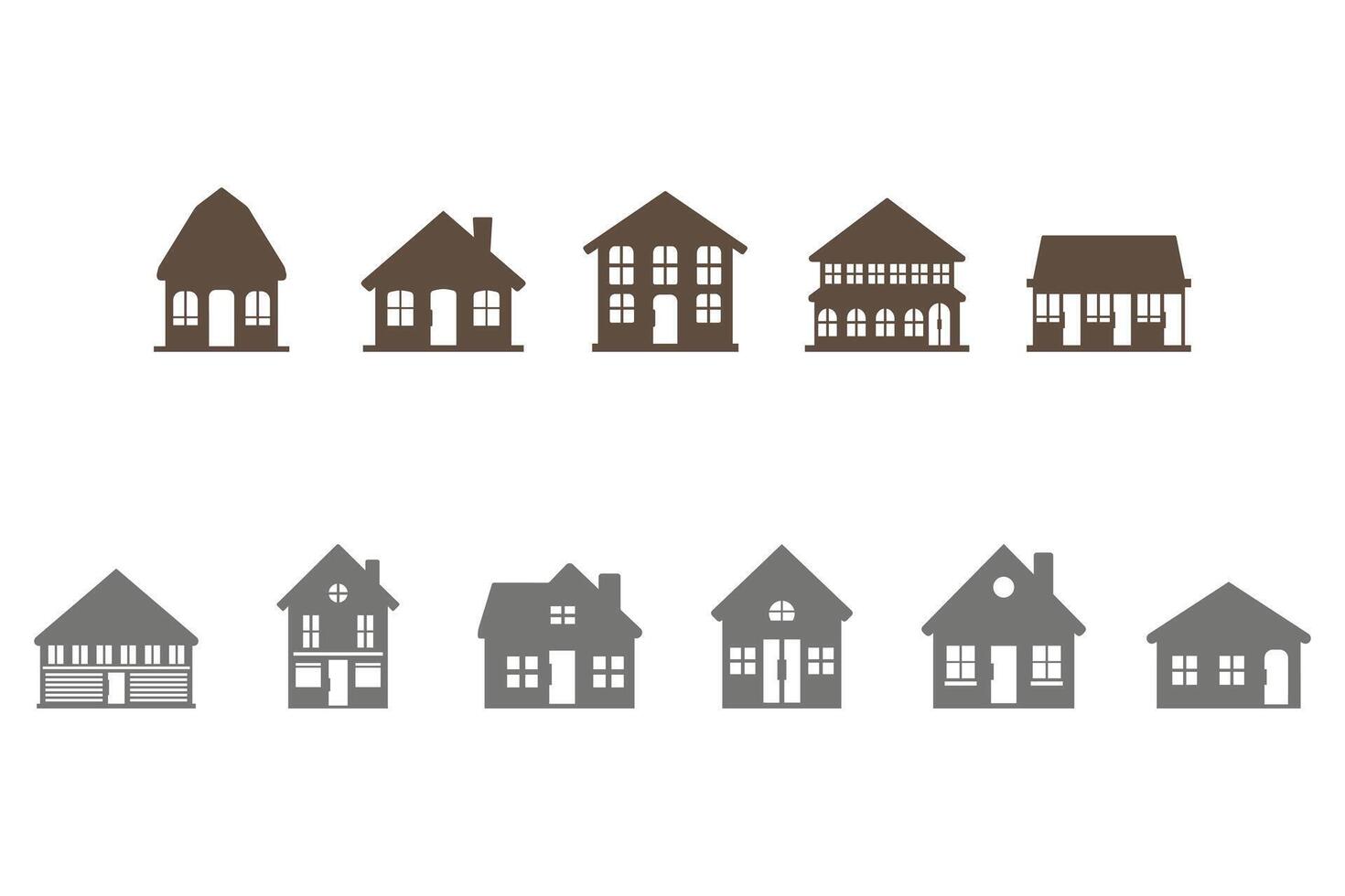 Variety of House Building Silhouette Icon Set vector