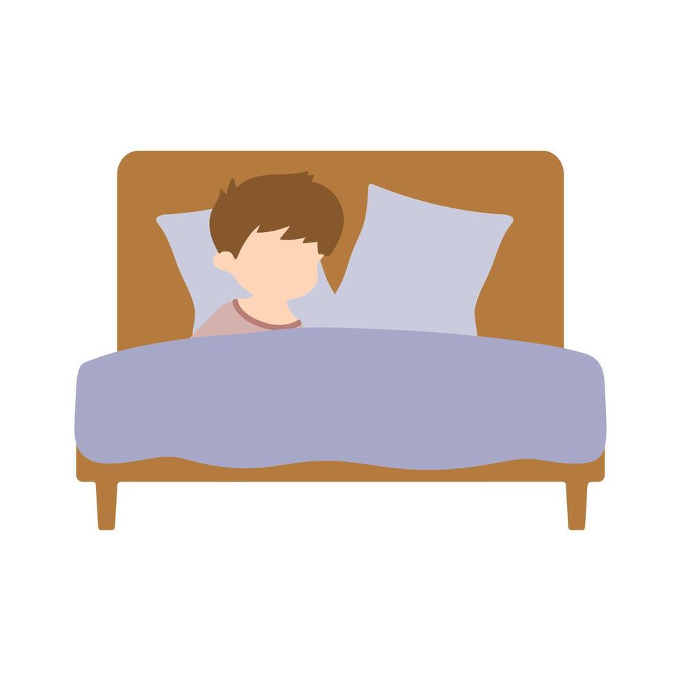 Boy Sleeping in Bed Illustration vector