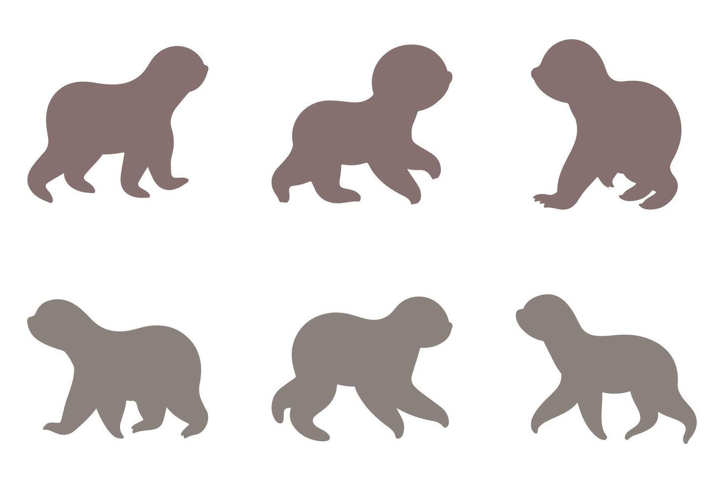 Sloth Silhouette Icon Set. Animal Illustration Design vector