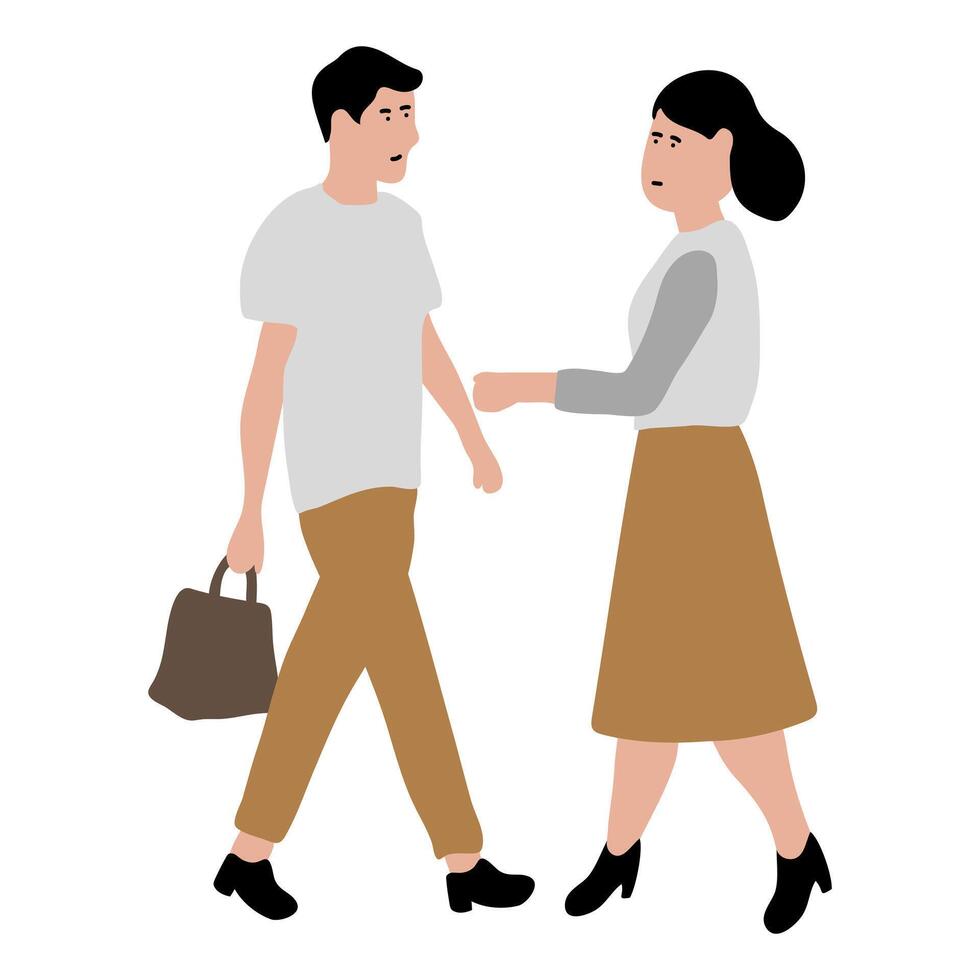 Illustration of Couple Walking and Shaking Hands vector