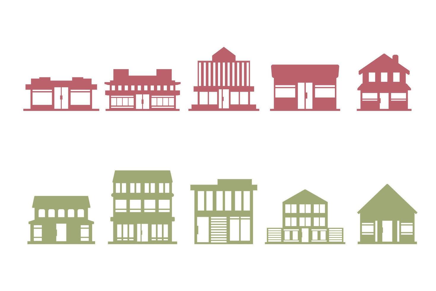 Shop Building Silhouette Icon Set vector