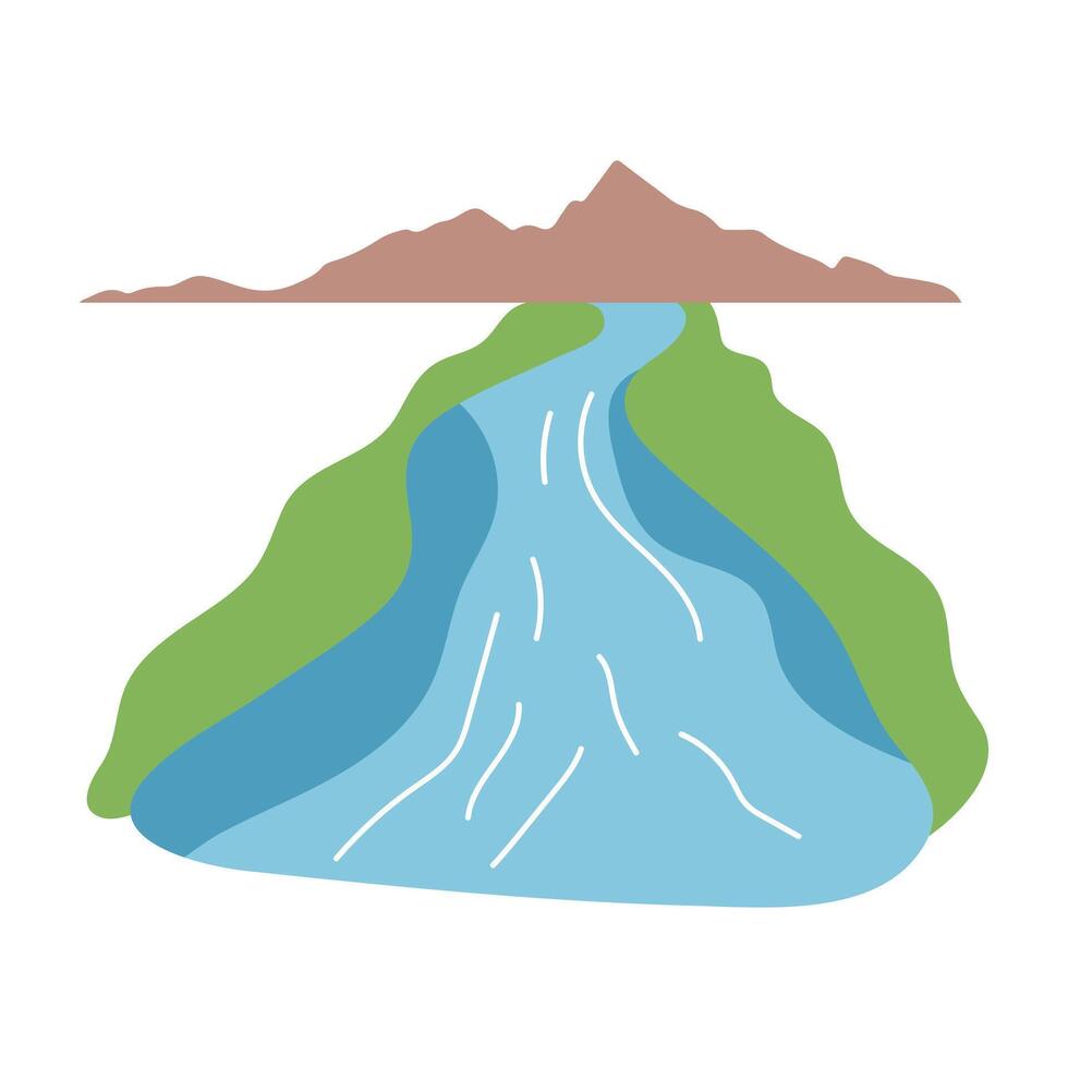 River Stream Flowing Through Mountain Landscape vector