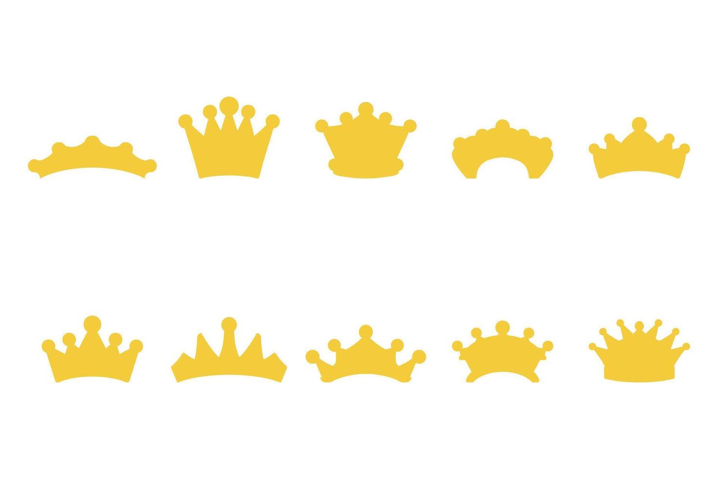 Collection of Simple Crown Silhouette Icon Set vector