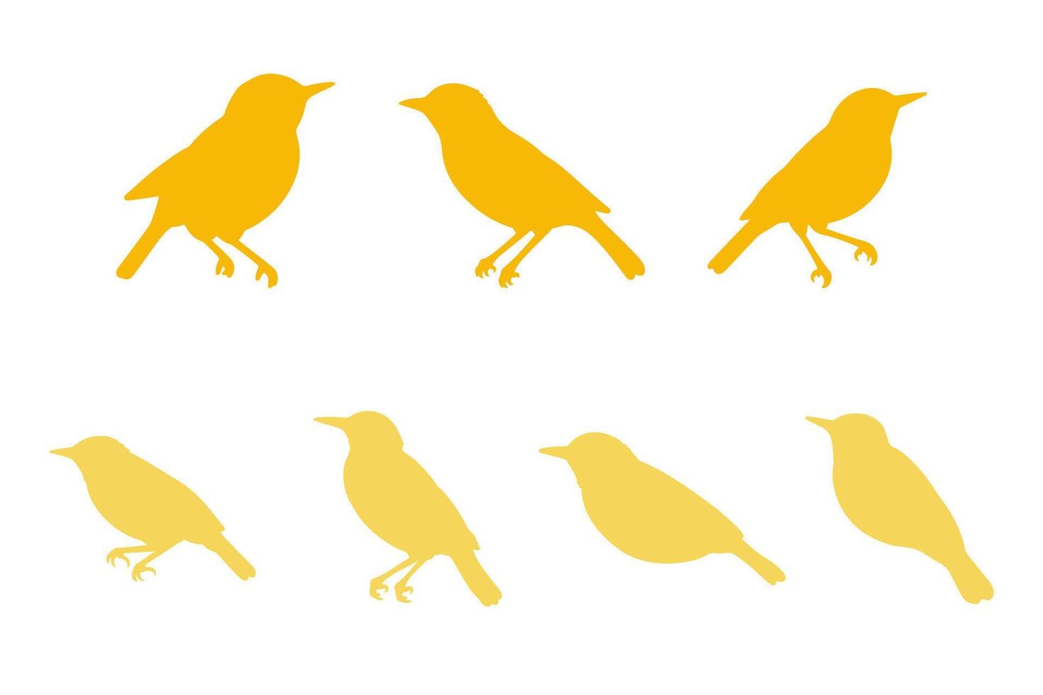 Warbler Bird Silhouette Icon Set. Animal Illustration Design vector