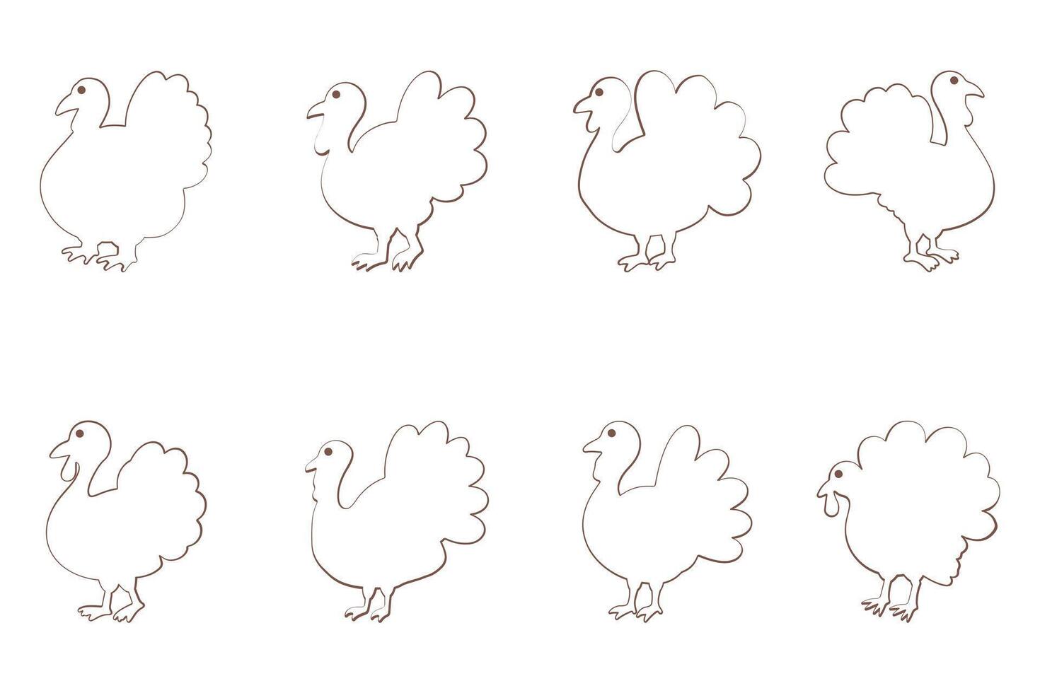 Turkey Outline Icon Set. Animal Illustration Design vector