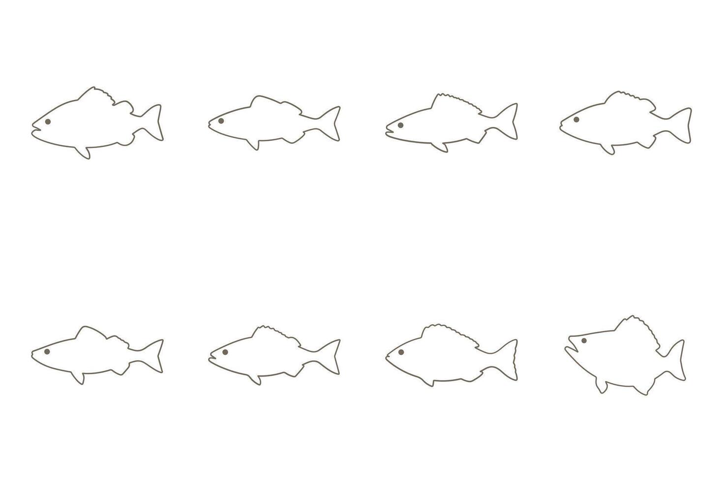 Haddock Fish Outline Icon Set vector