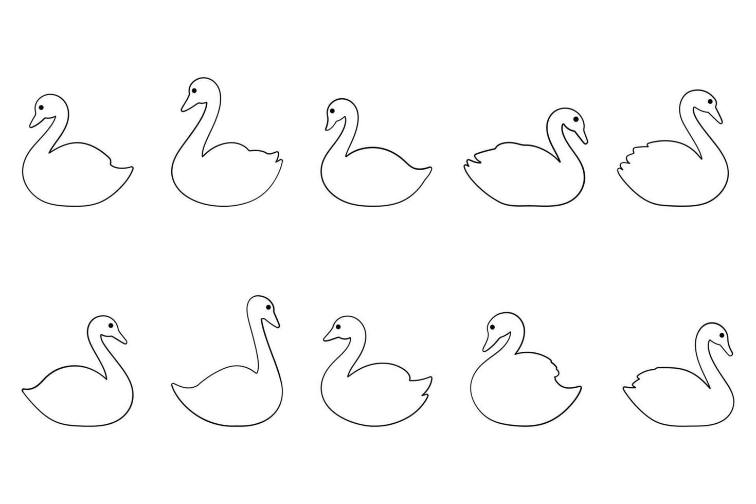 Swan Outline Icon Set. Animal Illustration Design vector