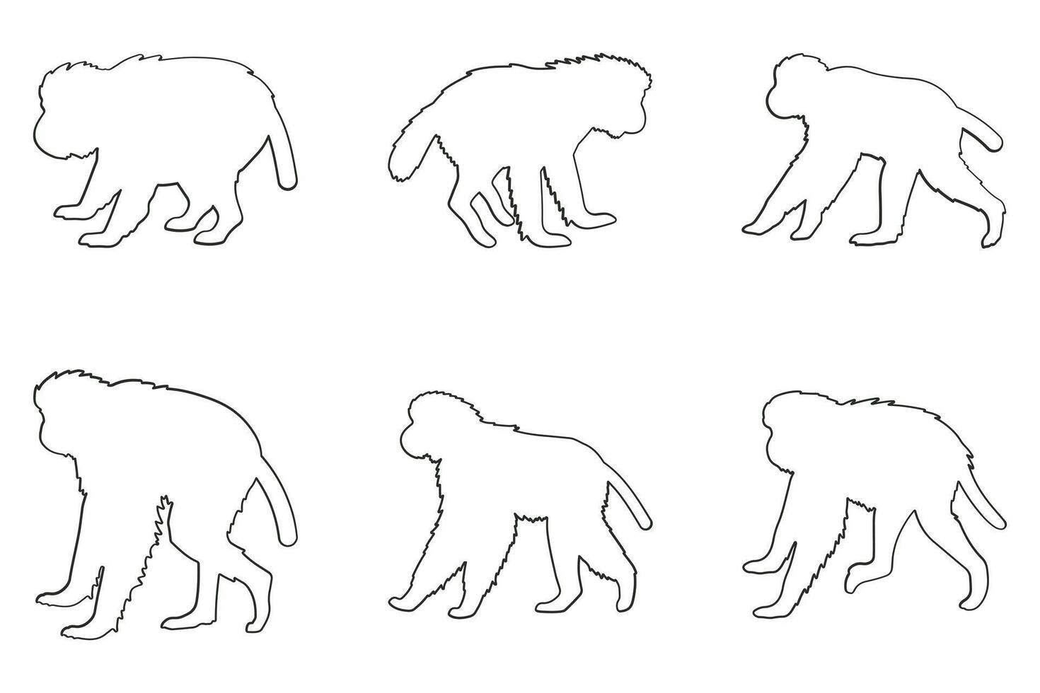 Siamang Outline Icon Set. Animal Illustration Design vector