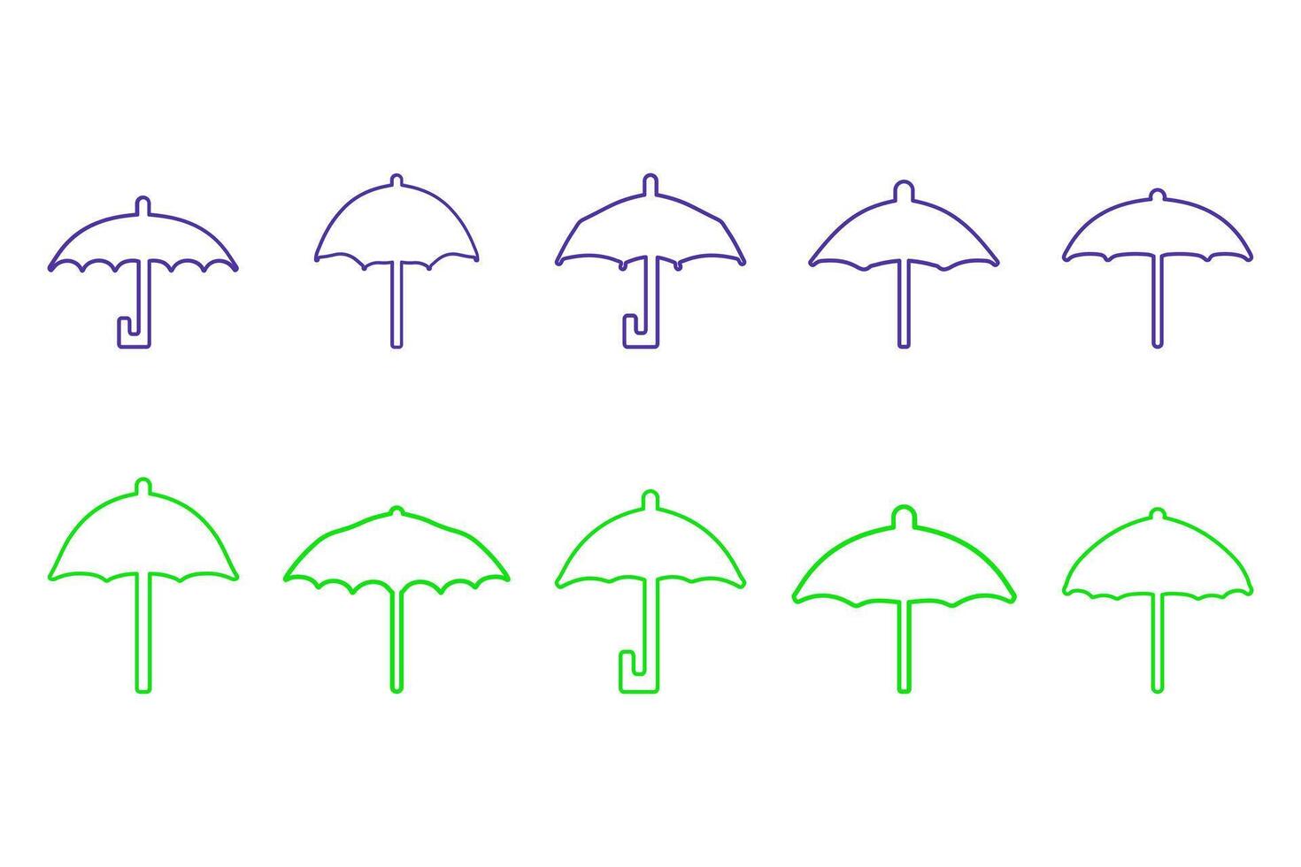 Collection of Simple Umbrella Outline Icon Set vector