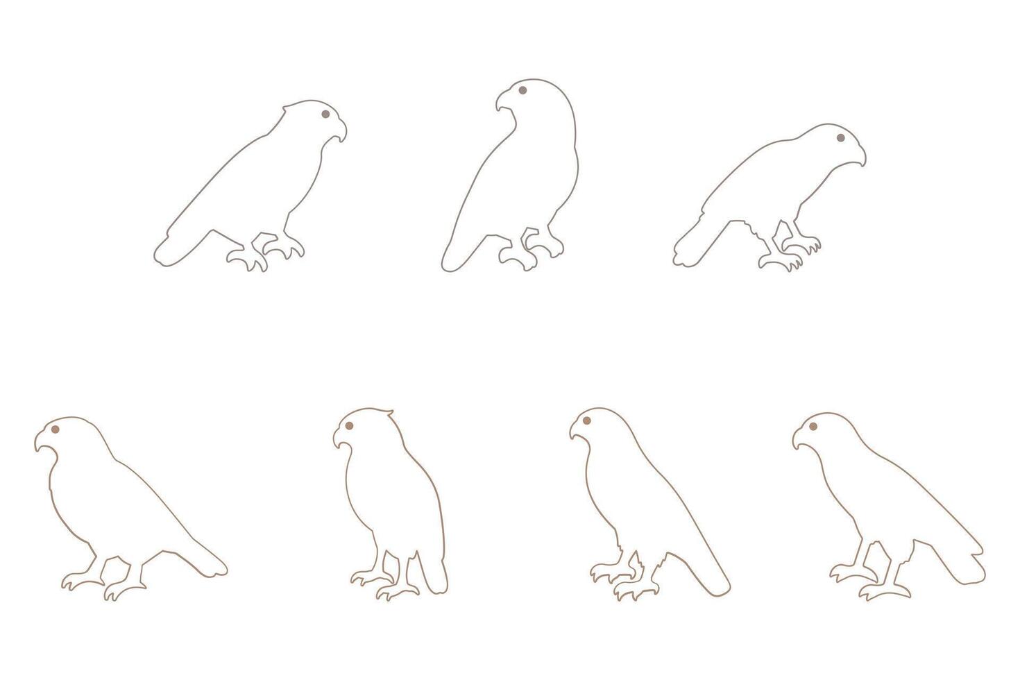 Hawk Bird Outline Icon Set vector