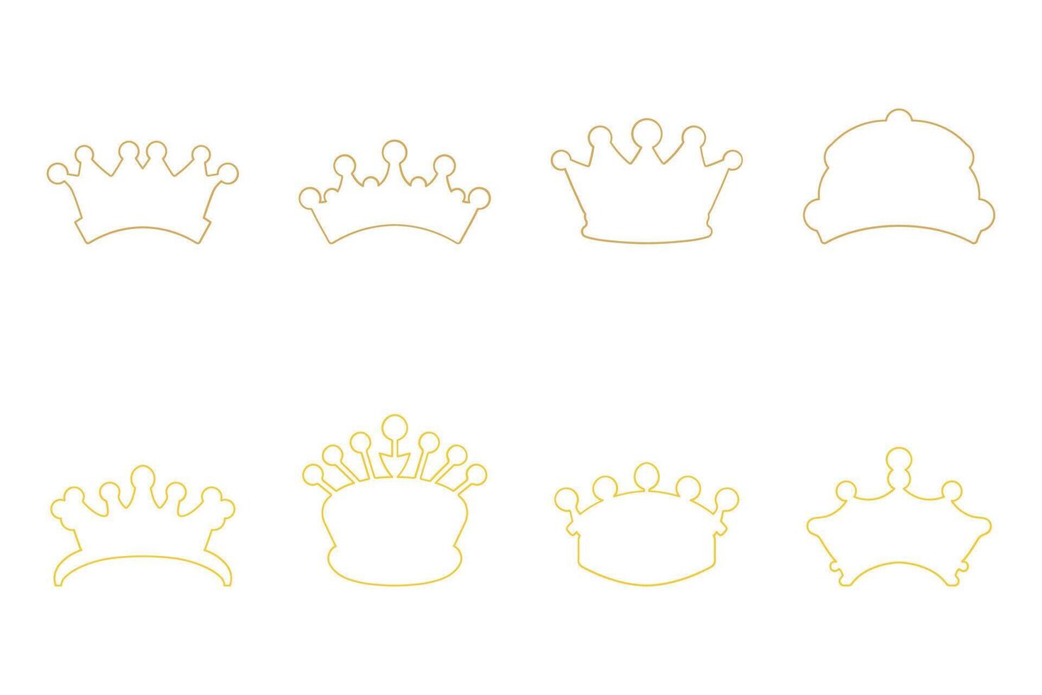 Minimalist Simple Crown Outline Icon Set vector
