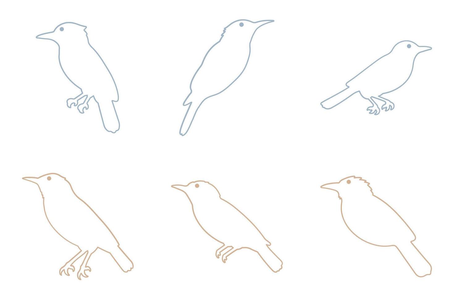 Shrike Bird Outline Icon Set. Animal Illustration Design vector