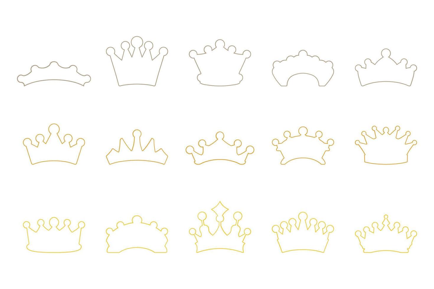 Simple Crown Outline Icon Set in Various Styles vector
