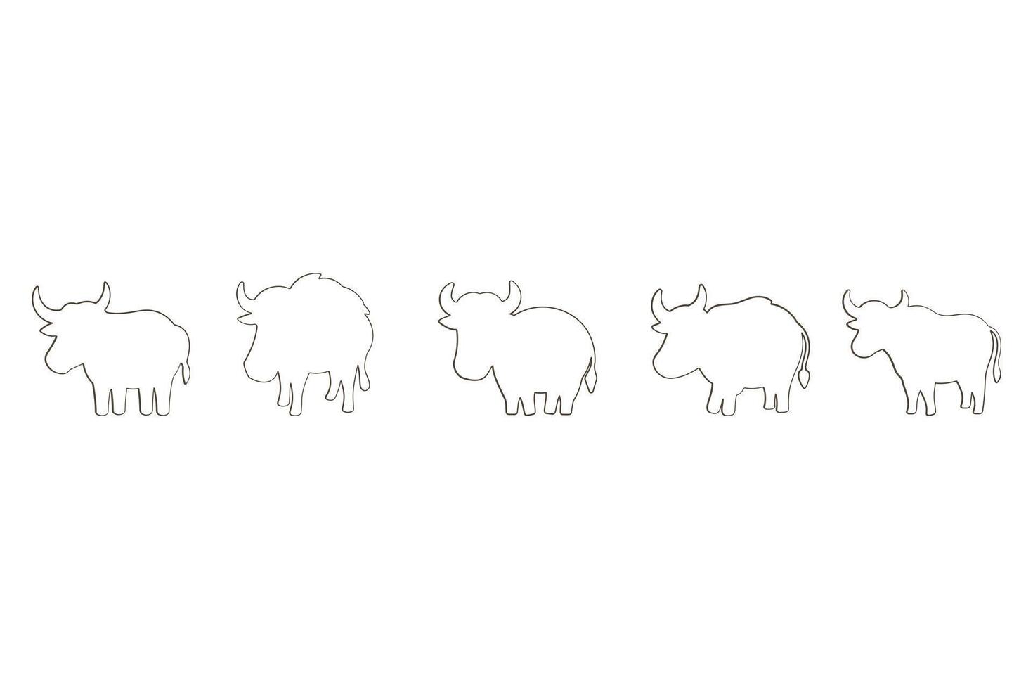 Yak Outline Icon Set. Animal Illustration Design vector