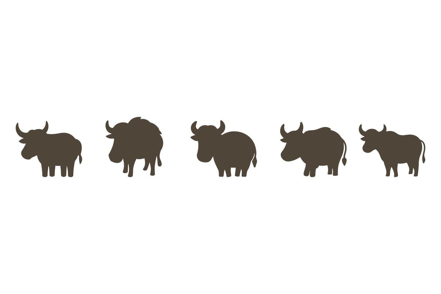 Yak Silhouette Icon Set. Animal Illustration Design vector