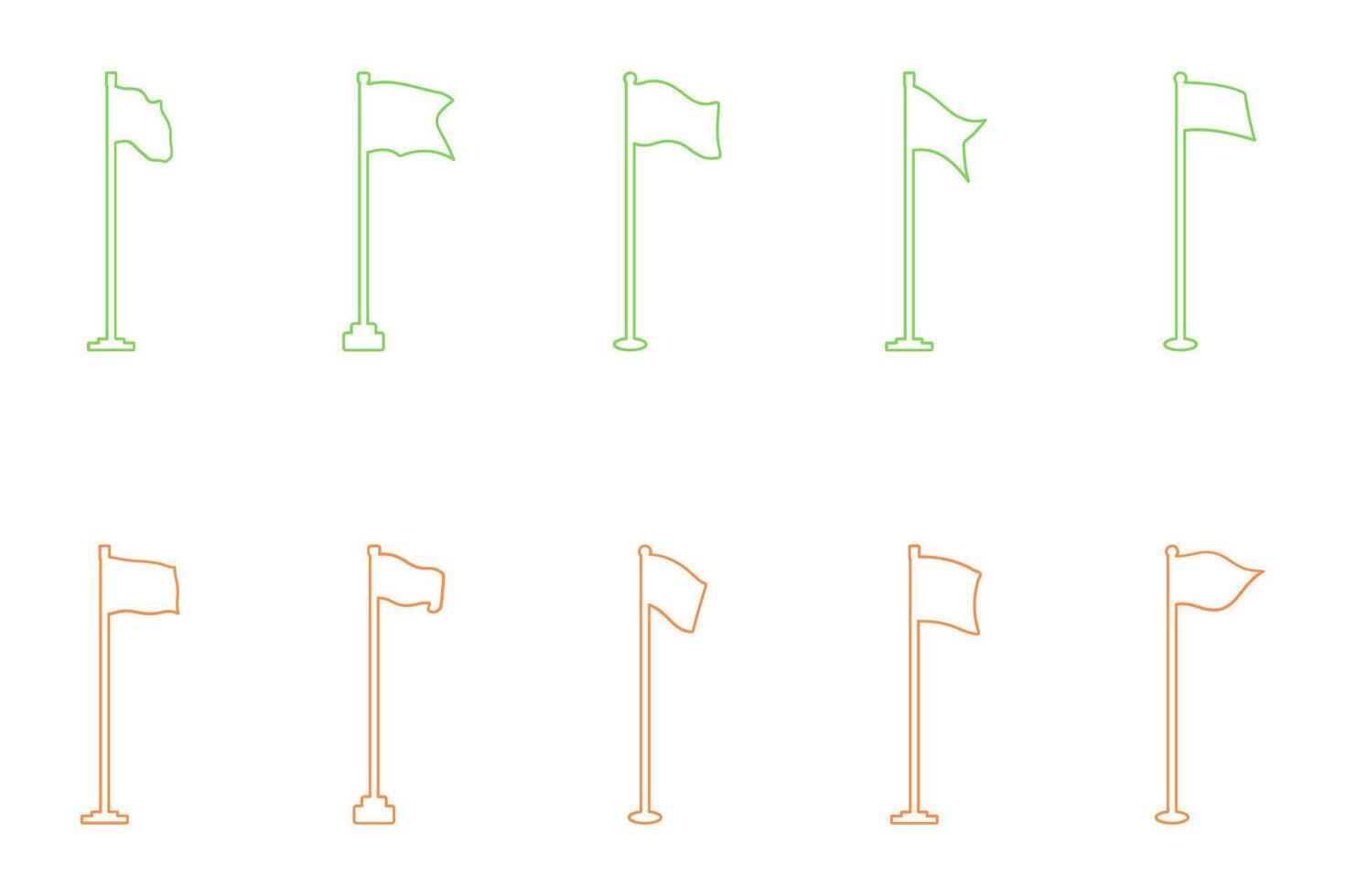 Flag on a Pole Outline Icon Set in Various Styles vector