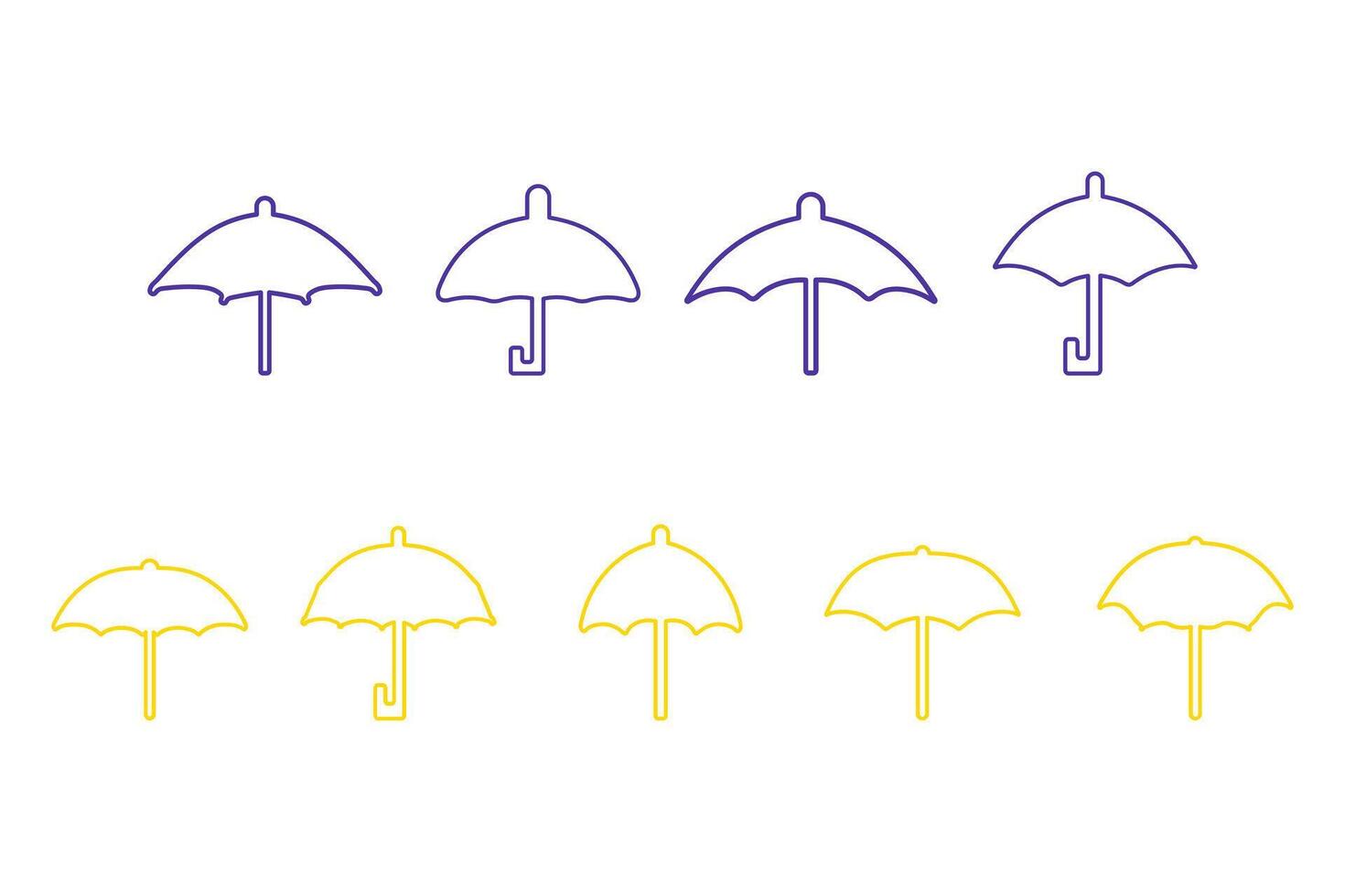 Simple Umbrella Outline Icon Set in Various Styles vector