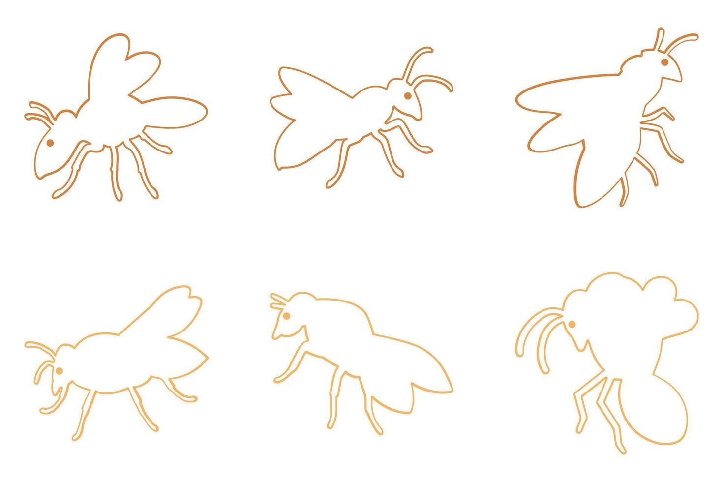 Wasp Outline Icon Set. Animal Illustration Design vector