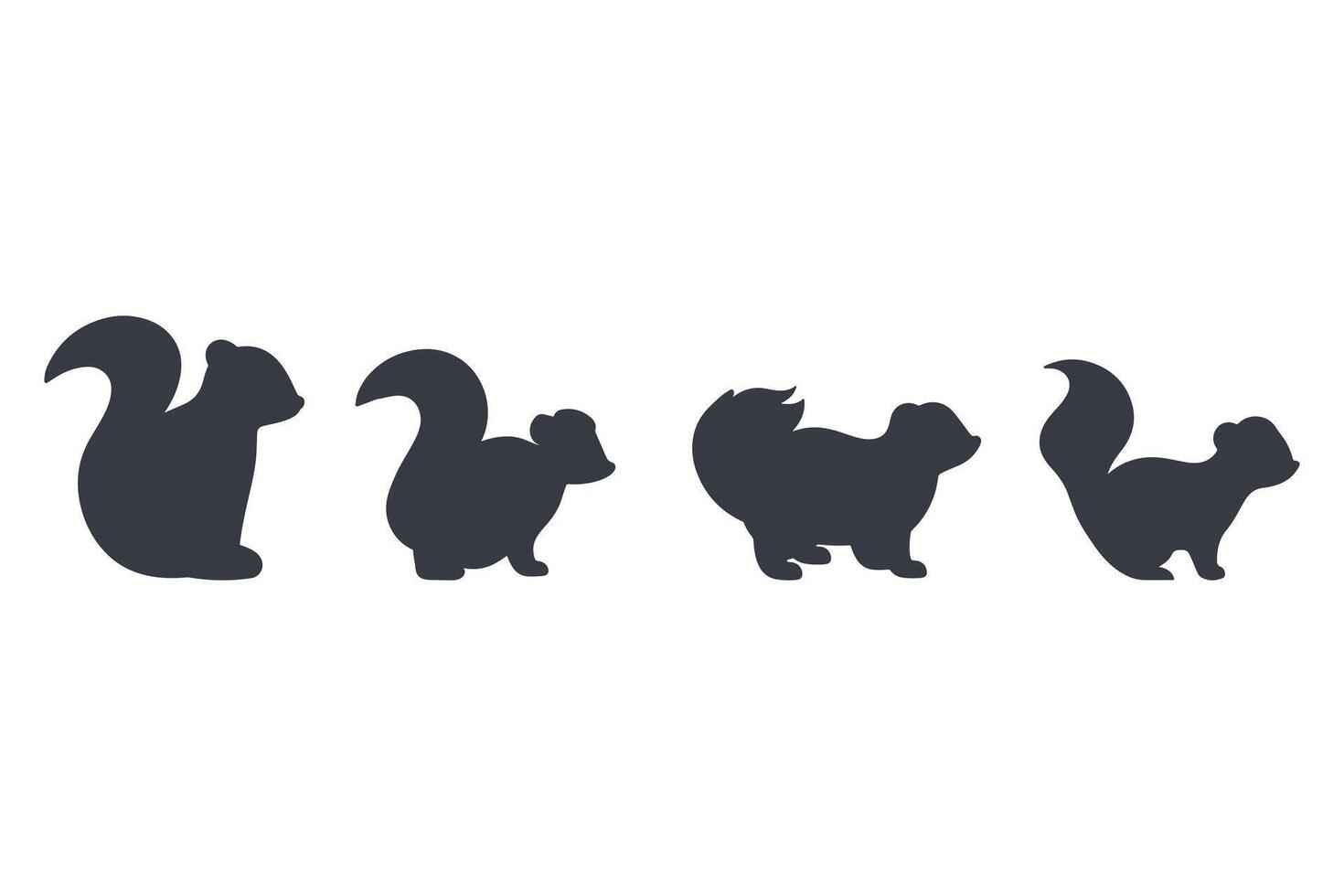 Skunk Silhouette Icon Set. Animal Illustration Design vector