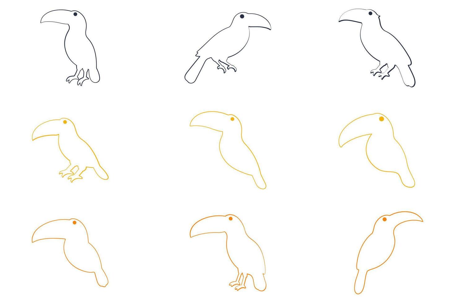 Toucan Bird Outline Icon Set. Animal Illustration Design vector