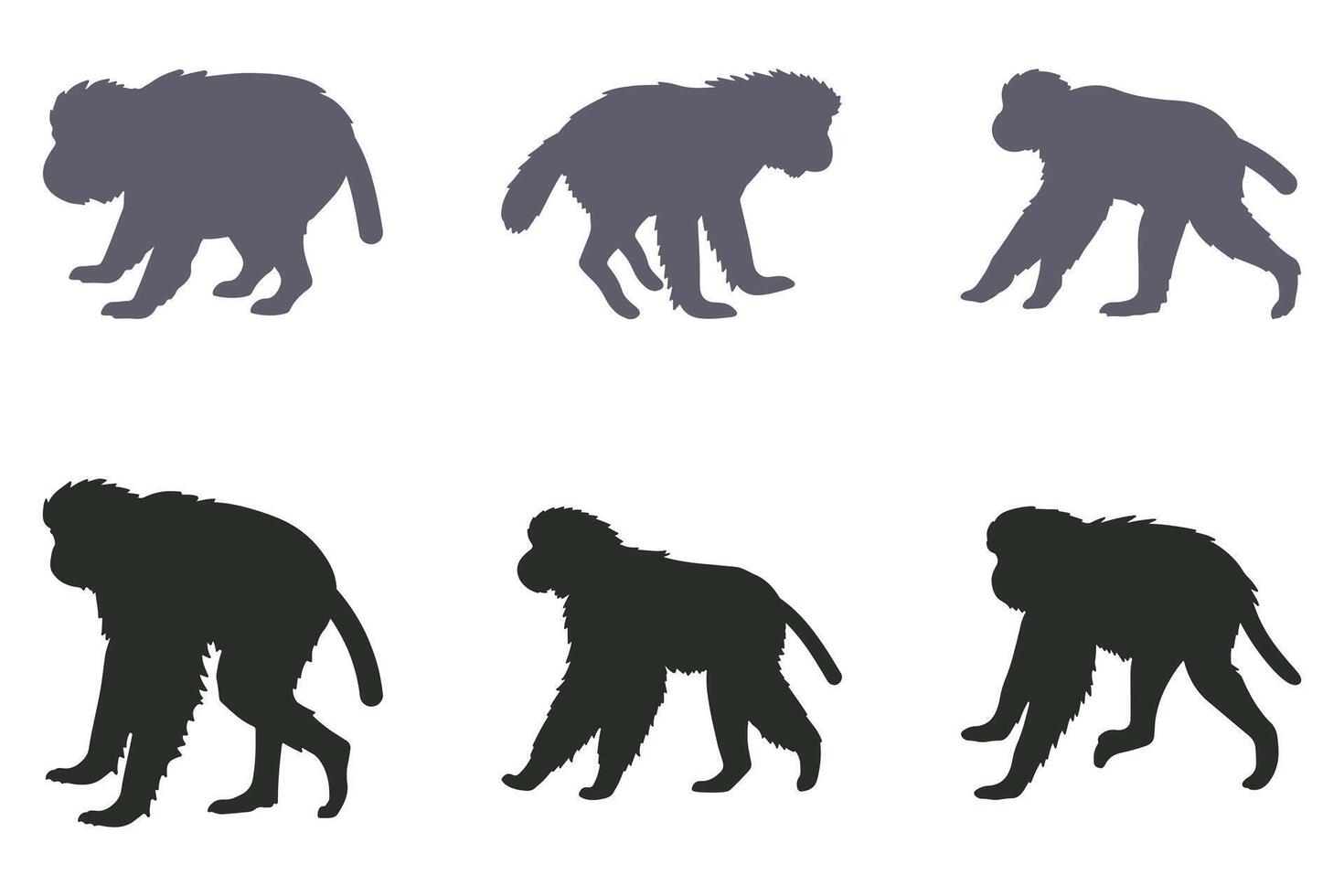 Siamang Silhouette Icon Set. Animal Illustration Design vector