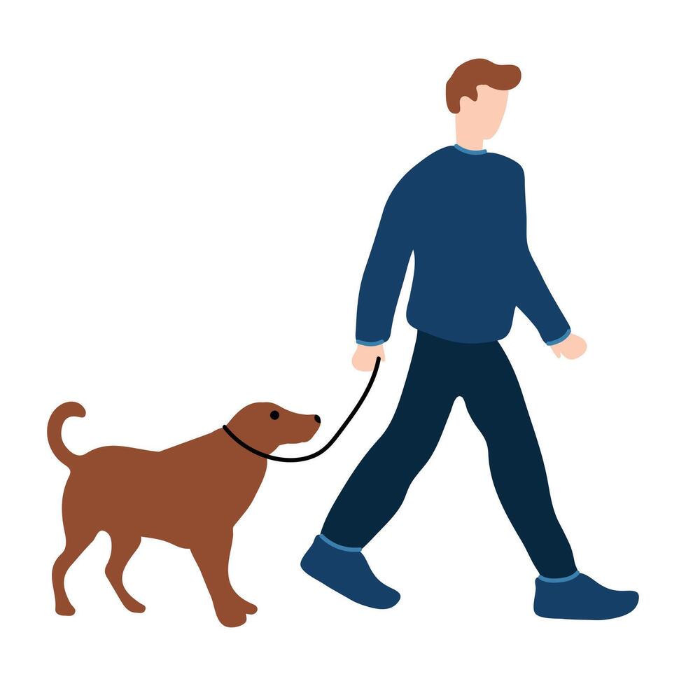 Illustration of Man Walking His Dog vector
