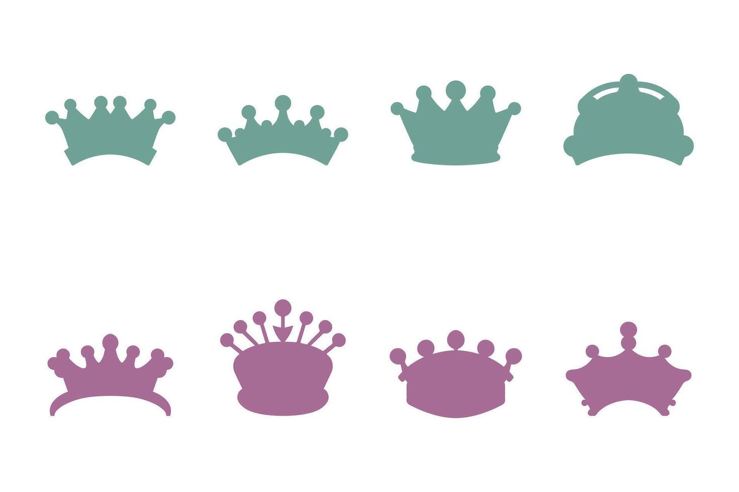 Collection Simple Crown Silhouette Icon Set in Various Styles vector